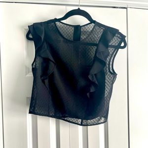 EXPRESS Sheer Black Polka Dot Crop Top XS